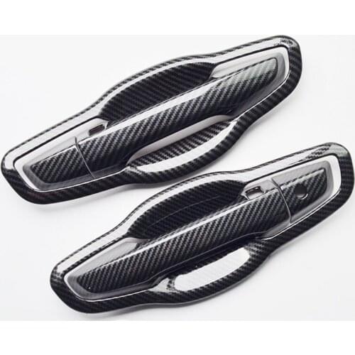 1 Set Car Exterior Door Handle Sticker Bowl Cover Moulding Trim for Honda CR-V CRV 2017 2018 2019 Carbon Fiber Printed