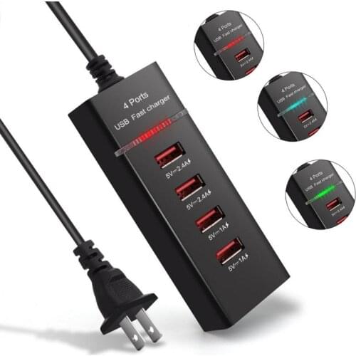 EU US Plug 4 Port USB Charger Mini Desktop Charging Dock Station 5V3A Desktop Charger For Xiaomi Huawei Iphone Tablet