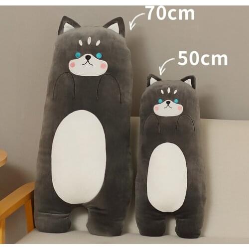 70CM New Husky Cat Shiba Inu Plush Pillow Cartoon Animal Dog Cat Sleeping Hugging Plush Pillow Stuffed Plushie Toy Gift For Kids