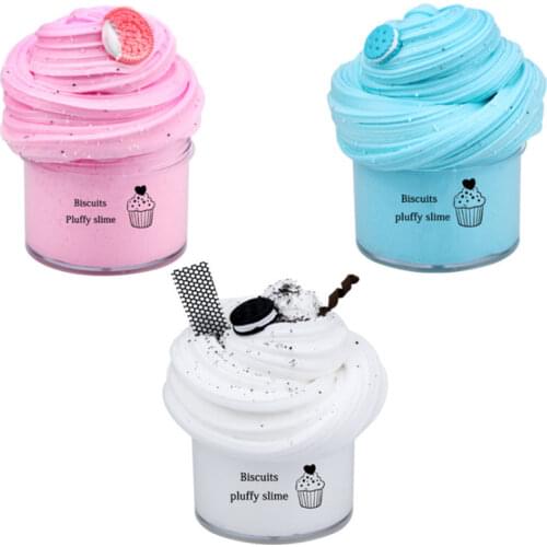 New Arrival Soft Fluffy Slime Chocolate Cookies Charms Butter Clay Stretched and Non-Sticky Stress Relief Scented DIY Toy 60M