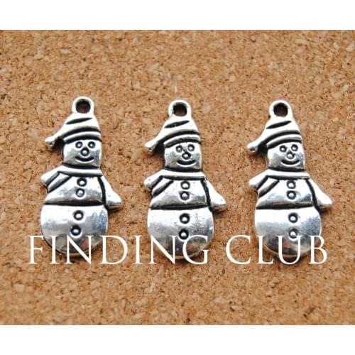 50 pcs Silver Color Metal Alloy Lovely Snowman Charm Jewelry Accessory Classic 25x12.5mm A794