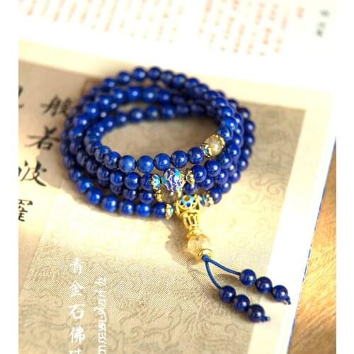6mm Nature gemstone lazuli Mala bead Bangle celestine Necklace Amulet 108 beads