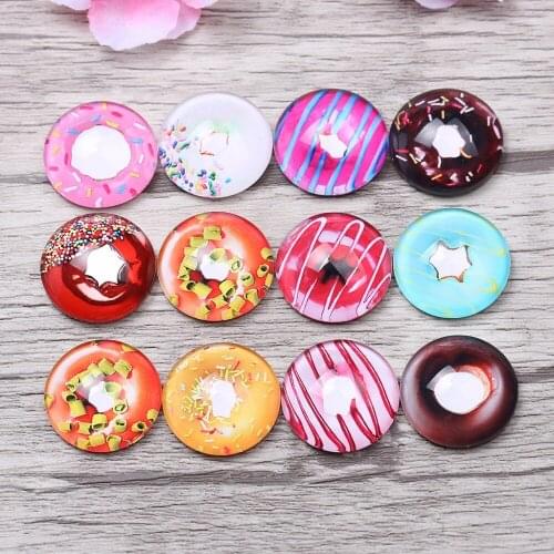 Reidgaller mix donut photo picture glass cabochon 20mm 18mm 14mm 12mm 10mm diy flatback jewelry accessories for earrings