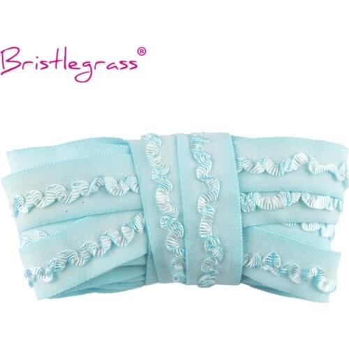 BRISTLEGRASS 5 Yard 5/8" 15mm Light Blue Patchwork Frilly Lace Trim Elastics Spandex Bands Headband Lingerie Dress Sewing Crafts
