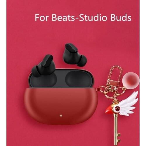 Shockproof Silicone Earphone Case Skin Protective Cover For Beats-Studio Buds Earphone Case With Keyring