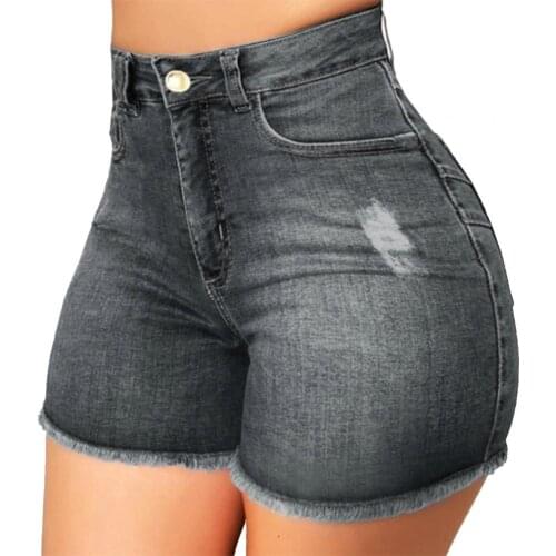 Plus Size Summer Womens Denim Shorts Women Shorts High Waist Ripped Hole Pockets Slim Denim Shorts Hot Pants Jeans for Women
