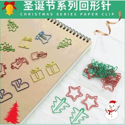 Christmas Creative Special-shaped Colored Paper Clip Christmas Tree Metal Box With 18 Paper Clips Office Accessories