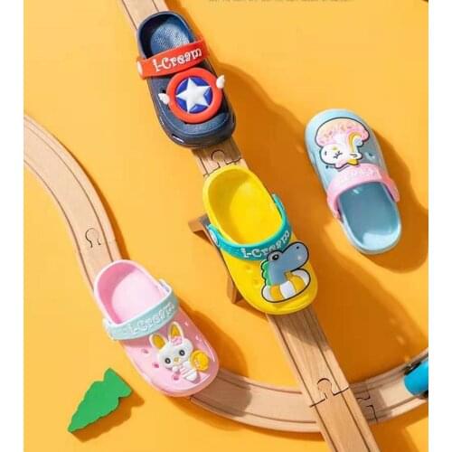 Kids Sandals Cartoon Flat Heel Croc Soft Non-Slip Summer Shoes PVC Slippers Boys Girls Garden Children Shoes