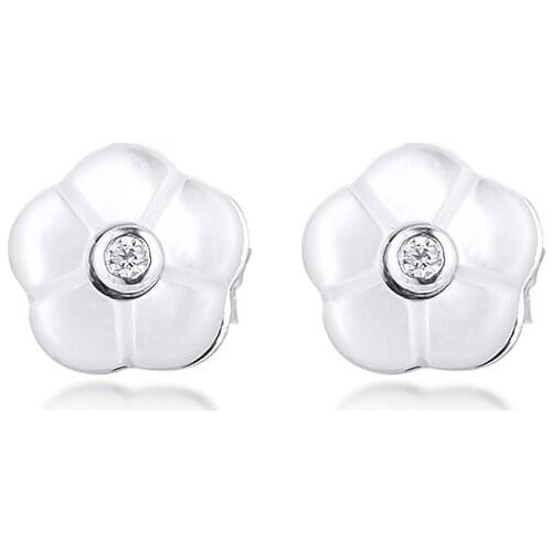 Genuine 925 Sterling Silver Earrings Luminous Floral Stud Earrings for Women DIY Making Female Jewelry berloques brincos kralen