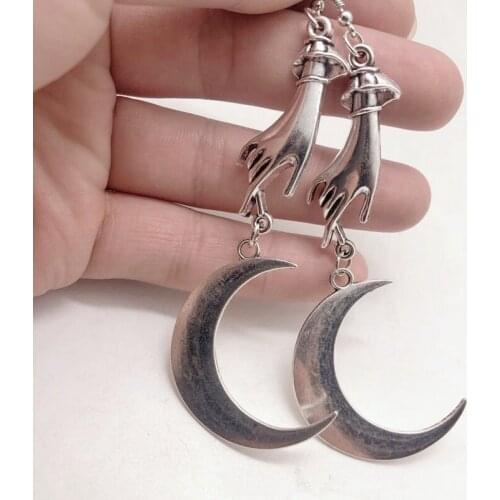 Crescent earrings mysterious gothic jewelry moon witch celtic pagan viken moon god moon phase witch goddess fashion woman gift