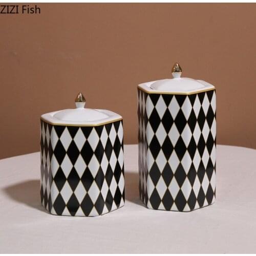 Hexagonal Ceramic Storage Tank Confectionery Grains Tea Coffee Storage Tool Modern Home Kitchen Organizer and Storage Container