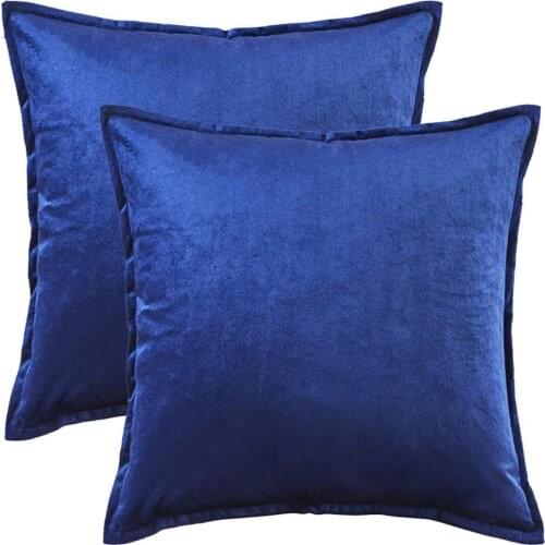 Modern Solid Blue Cushion Covers for Sofa Couch Bed Throw Pillow Covers 45x45 Luxury Gold Velvet Square Pillowcases 50x50