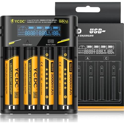 Universal Battery Charger for 18650 26650 21700 18350 AA AAA 3.7V/3.2V/1.2V NiMH 18650 battery USB Smart charger