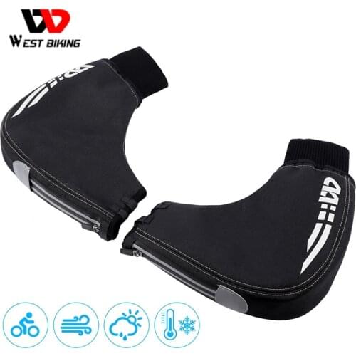 WEST BIKING Cycling Handlebar Gloves Bike Bar End Gloves Reflective Denim Unisex Winter MTB Mountain Warm Bar Mitt