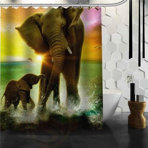 Custom Elephant Shower Curtain Bath Curtain Waterproof Fabric For Bathroom MORE SIZE 165X180cm,180X200cm