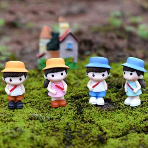 ZOCDOU 2 Pieces Child Brother Sister Children Boy Girl Couple Model Small Statue Figurine Crafts Figure Ornament Miniature Zakka