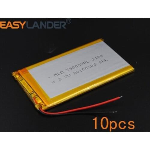 10pcs 3.7V 2100mAh Polymer Li-ion Battery For Bluetooth Notebook Tablet PC PDA E-Book Power Bank Portable DVD GPS 395089