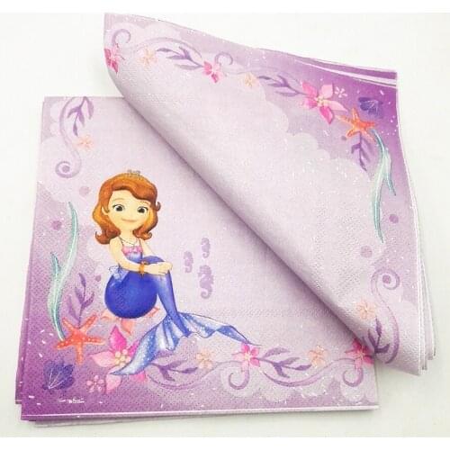 10pcs/set Sofia Princess Kids Birthday Party Decoration Baby Shower Tableware Favors Napkins Event Party Tissue Supplies