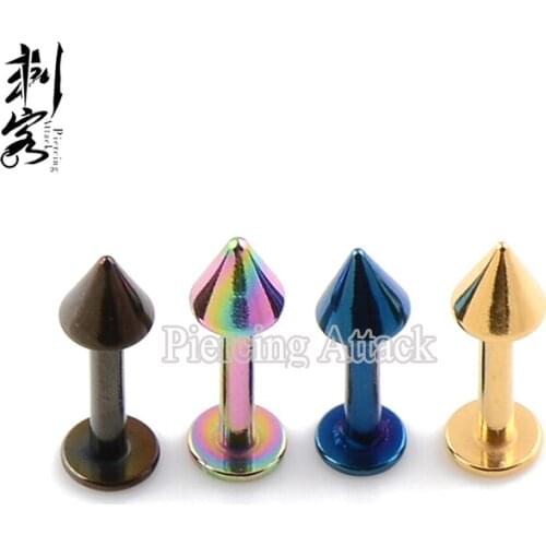 14 Gauge 16 GaugeTitanium Anodized Spike Labret Lip Ring Mixed Colors Body Jewelry