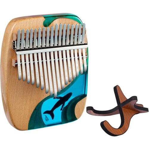 17-key Thumb Piano Solid Beech Epoxy Resin Portable Kalimba With Tuning Hammer Mbira Sanza Thumb Piano Finger Keyboard Musical