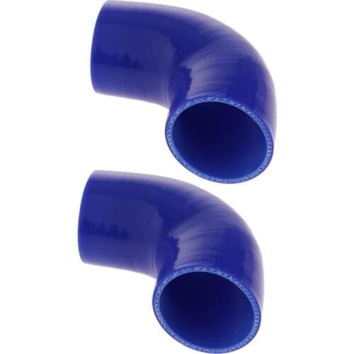 2Pieces 90 Degree 4-Ply High Performance Elbow Coupler Silicone Hose for Auto Car 2.5inch/63mm Blue
