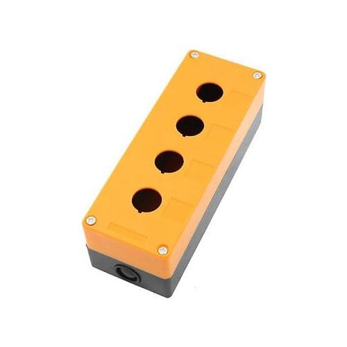 22mm Diameter 4 Hole Push Button Control Station Switch Box Case Orange Black