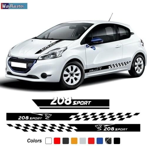 3 Pcs Racing Sport Car Hood Decal Door Side Stripes Skirt Sticker For Peugeot 208 2020 2021 GT Line GTI 2018 2019 Accessories