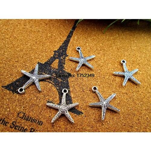 30pcs 20*18mm antique silver color starfish charms pendant