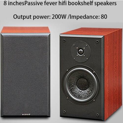 4~8ohm 200W 8-inch Wood Speaker Silk Film Tweeter Audiophile Bookshelf Speakers Wooden Passive Speaker 2.0 Pairs of Boxes