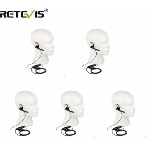 5pcs 2 Pin Ear Bar Earpiece with Mic PTT Walkie Talkie Headset for Kenwood BAOFENG UV5R UV82 UV9R Retevis for TYT Two Way Radio