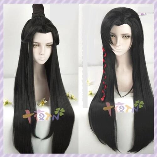 Anime Tian Guan Ci Fu Cosplay Costumes Wig Hua Cheng Xie Lian Cosplay Men Black Long Straight Hanfu Wig + Wig Cap
