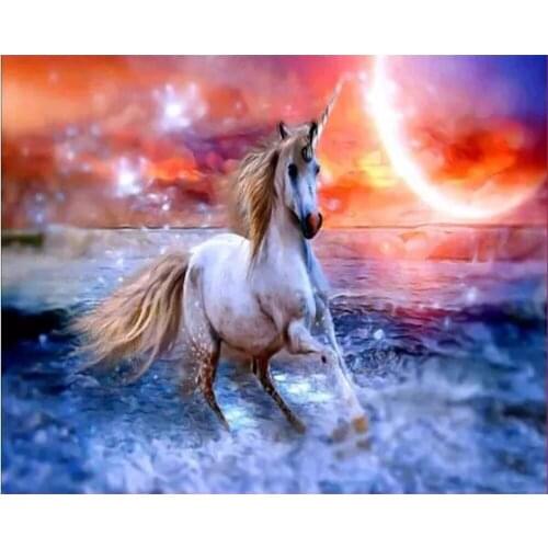 ARMYQZ5D DIY diamond painting animal running horse embroidery diamond cross stitch round square rhinestone mosaic decoration