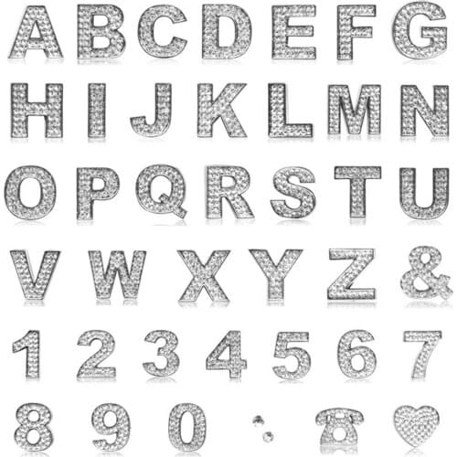 Car 26 Alphabet Rhinestone Bling Sticker Metal Alphabet Shinny English Words Sticker DIY for Car Home