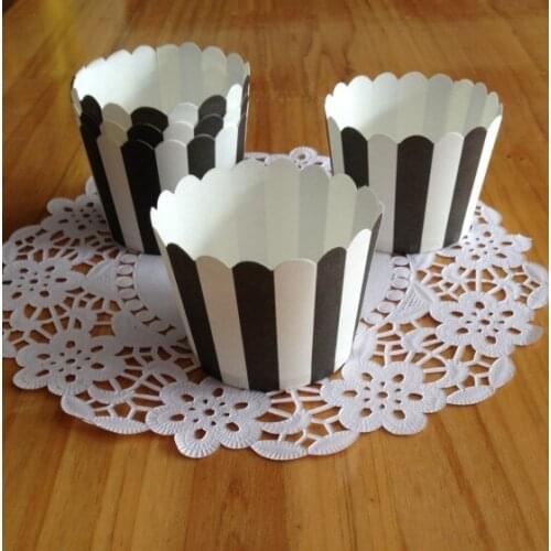 Free Shipping 100pcs greaseproof paper black stripes Color cupcake cases muffin cups baking cup bakery party supply