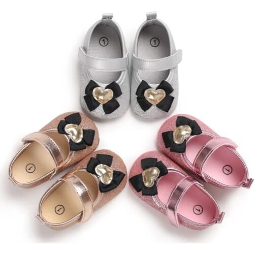 Shiny Baby Girl Shoes Lovely Bowknot Shoes Anti-Slip Sneakers Kids Soft Sole Toddler Shoes Princess Shoes