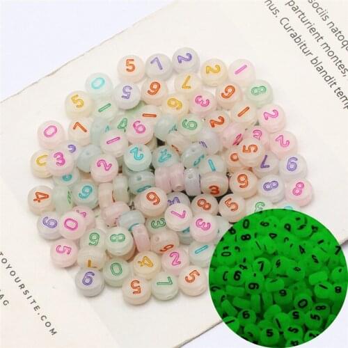 4X7MM Luminous Arabic Numeral Beads Round Acrylic Loose Beads For Jewelry Making DIY Necklace Bracelet Handmade 100-500PCS