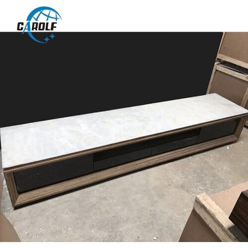 Home Furniture General Use TV Unit Drawer Storage Living Room Marble Top Wood Cabinet