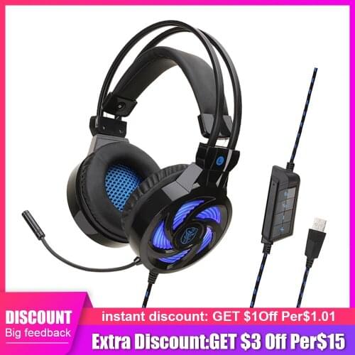 SY855MV 7.1 USB Gaming Wired Headset With Mic Bass Stereo LED Light Over Ear Computer Phone Gaming Headphone For PS4 PC XBox One
