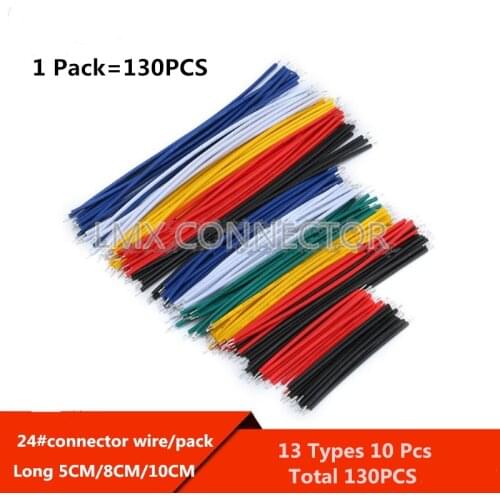 130PCS 24AWG Breadboard Jumper Cable Wires Kit Tinning Double Tinned Component Pack Colorful 13 Types 10 Pcs each 5CM 8CM 10CM