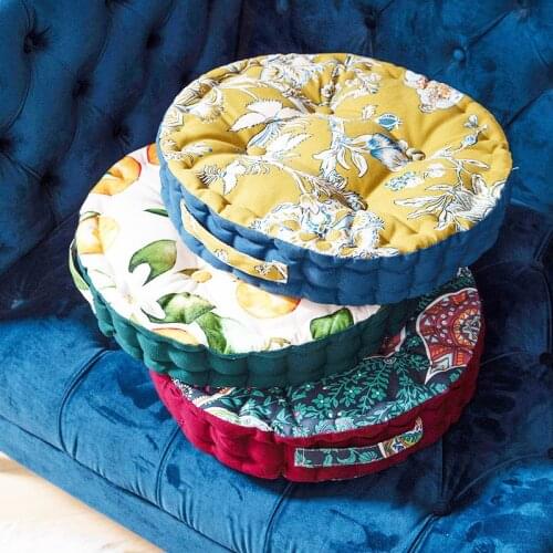 Round Thick Floor Cushion Home Decor Throw Pillow Sofa Back Cushion Office Soft Heighten Breathable Cotton Linen Seat Pad Tatami