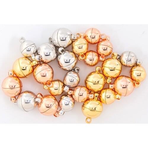 2Pcs Copper Metal Magnet Buckles Round Spacer Beads For Necklace Bracelets Connectors DIY Jewelry Components Making Accessories