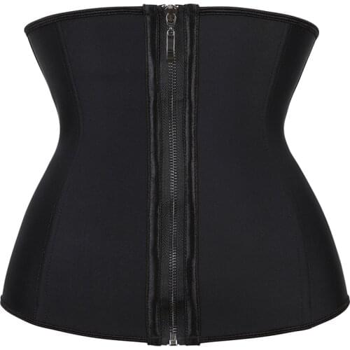 Latex Waist Trainer Corset Zip Up Bustier Zipper Gorset Underbust Corselet Rubber Femme Korse Hooks waist trainers shapewear Hot