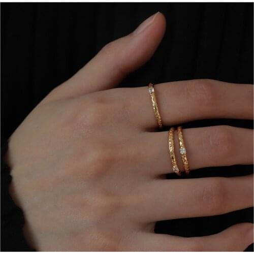 Brass With 18 K Gold Retro Zircon Solid Rings Punk Designer T Show Club Cocktail Party Ins Rare Elegance Japan Korean