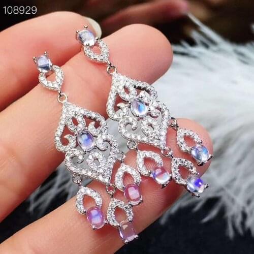 The Best GiftFor your girl Friend Natural and Real Moonstone earrings Fashion MoonstoneEarring 925 sliver Earring