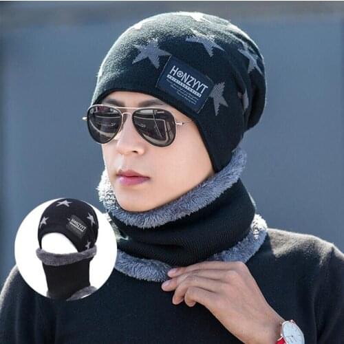 Fashion autumn winter hats mens cycling plus velvet warm and cold-proof knitted hat womens outdoor bib two-piece woolen hats