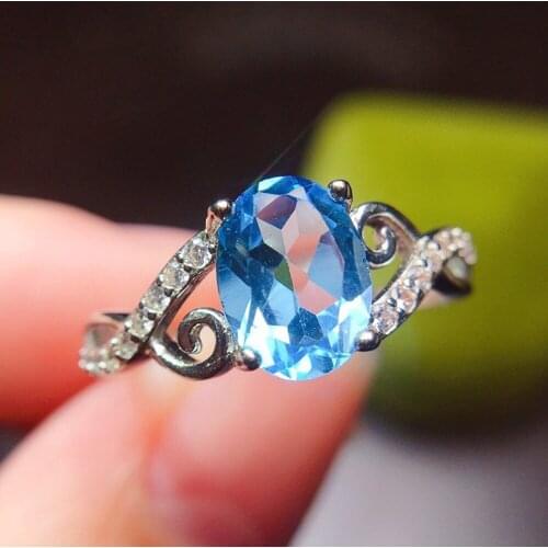 Fashion Chic Blue Crystal Topaz Aquamarine Gemstones Diamonds Rings for Women Girl White Gold Silver Color Jewelry Bague Bijoux