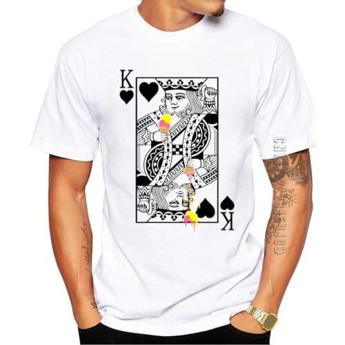 100% Cotton Fashion Kings Ice Cream Men T-Shirt Graphic Tshirt O-Neck Cool Tops Funny Playing Cards King Printed Tees
