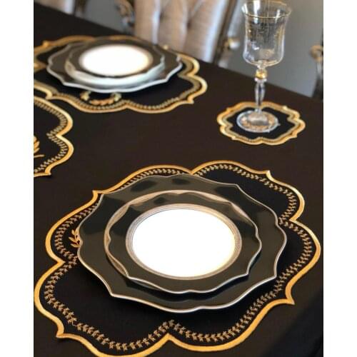 Embroidered 13 Piece Set Cocktail Napkin and Placemat and runner decoration mariage wedding table decoration mantelesboho decor