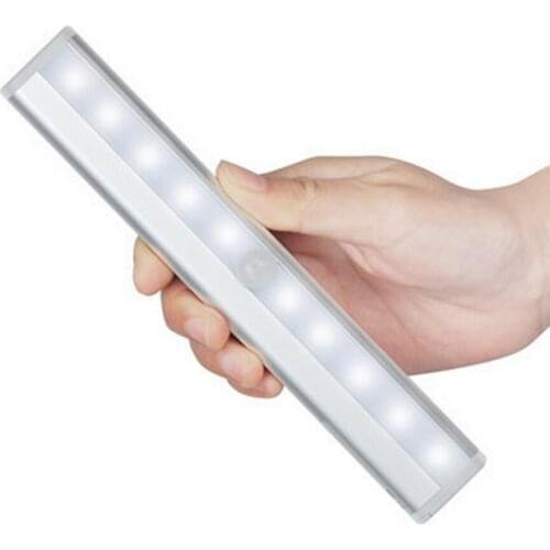 10 LED Battery Operated Motion Sensor Night Light Under Cabinet Wardrobe Closet Cupboard Portable Magnet Night Lamp