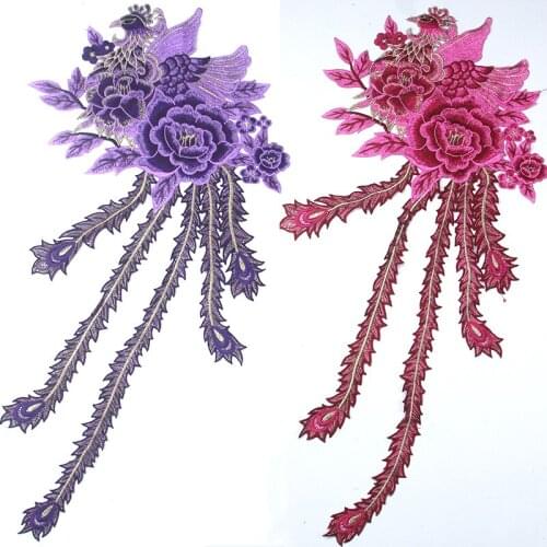 New Water-soluble Three-dimensional Peacock Flower Embroidery Cloth Stickers Clothes Decoration Decals